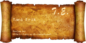 Tani Erik névjegykártya